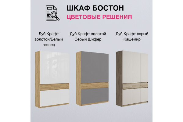 Шкаф трехдверный "БОСТОН" ШК-002 1,5 м (Улучшенная фурнитура)