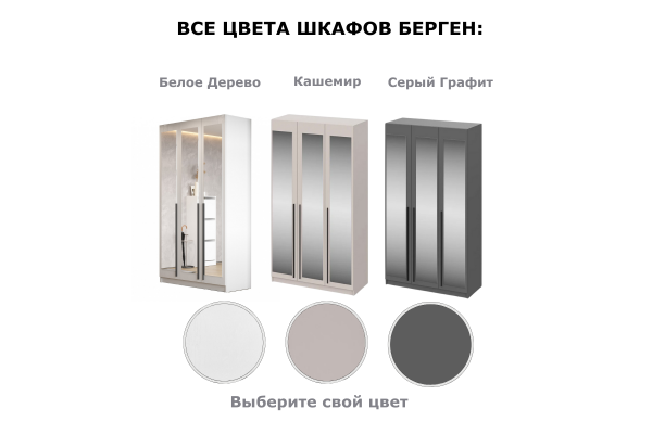 Шкаф "Берген" ШК-1200 с зеркалами и ящиками 