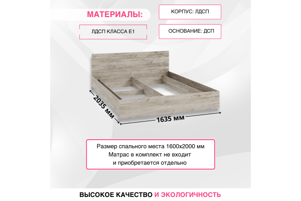 Кровать "РОНДА" 1,6*2,0 м с основанием ДСП (КР-160)